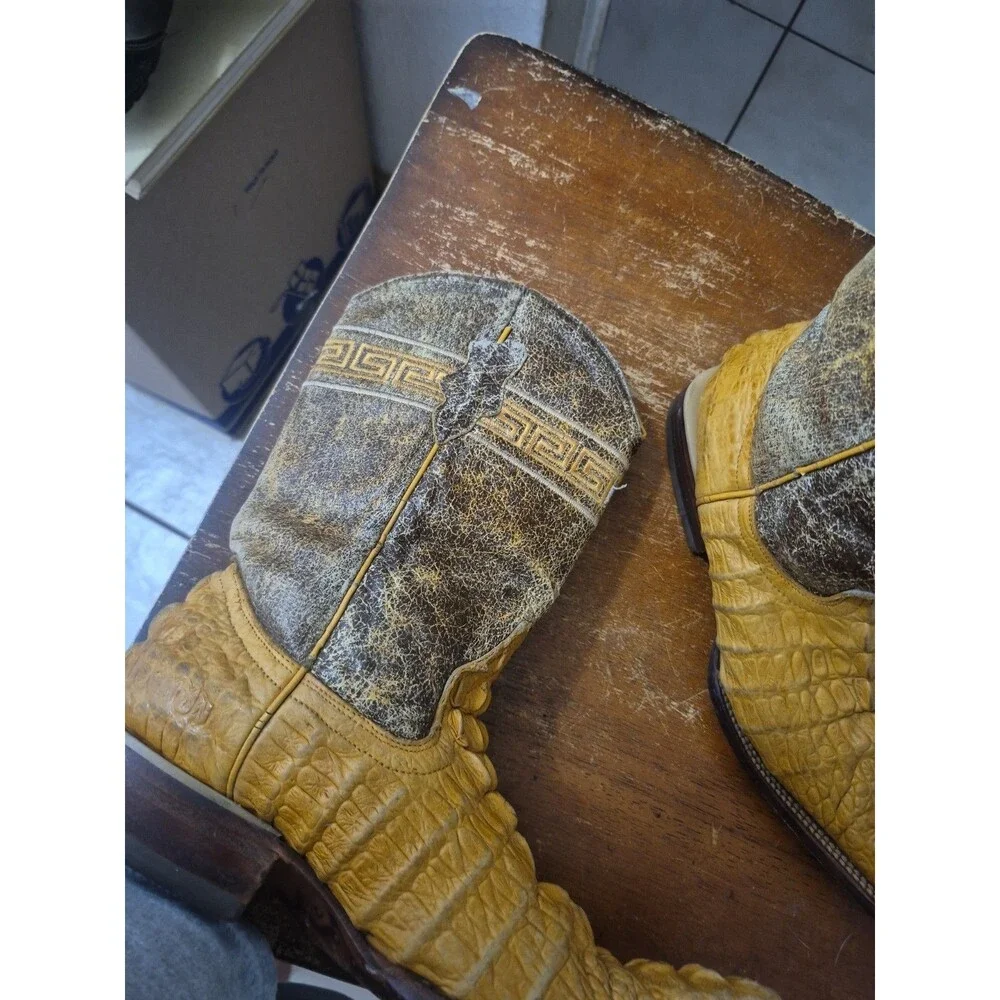 Jar  Orange Crocodile  Boots Men's US Size 6.5 Mexico 25.5 Western Pointed Toe